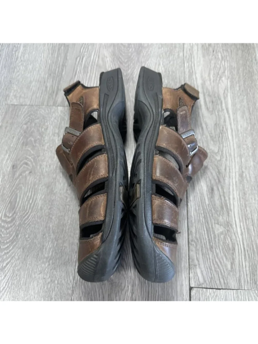 Keen Leather Sandals Mens Size 10 Brown Hiking Closed Toe Buckle Adjustable